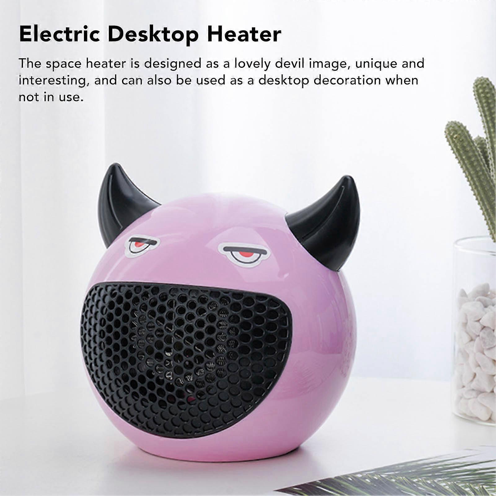 Mini Devil Shape Mini Heater 220V Pink 15x15x8cm Portable