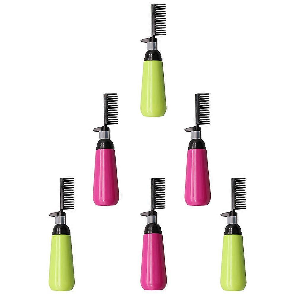6 Pieces Assorted Color Hair Dye Bottles with Combs for Barbershop Storage Use Plastic