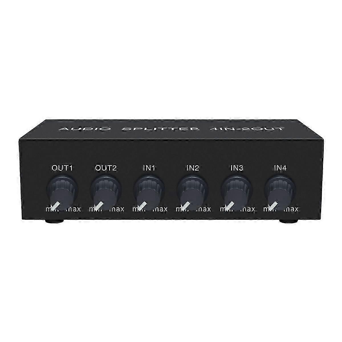 Optimized Audio Switch Mixer Splitter: 4 in 2 Out Stereo Quality with Op-Amp & Volume Control