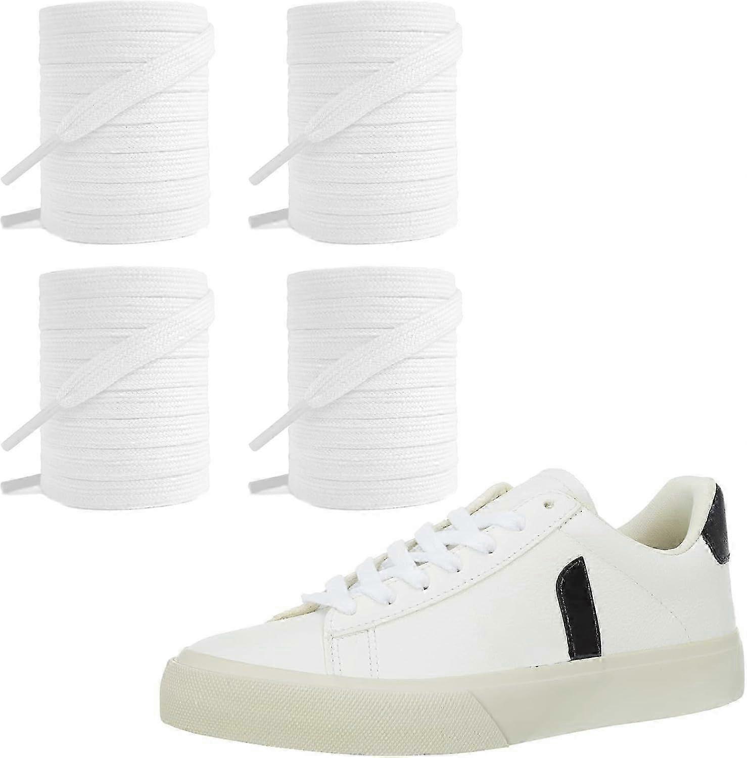 2Pairs Shoelaces for Veja Sneakers, Cotton Flat Solid Color Athletic Shoe Laces