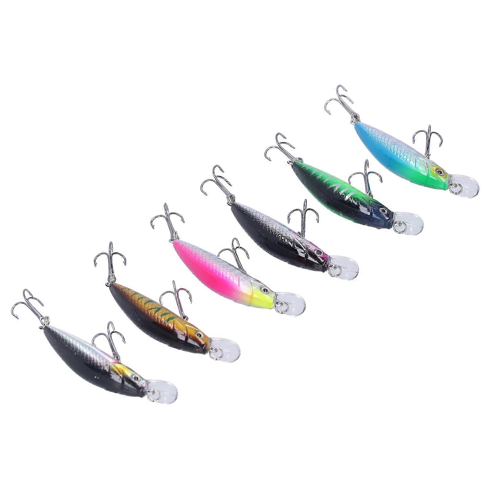 6pcs 6cm Hard Plastic Fishing Lures with Double Hooks, 47g