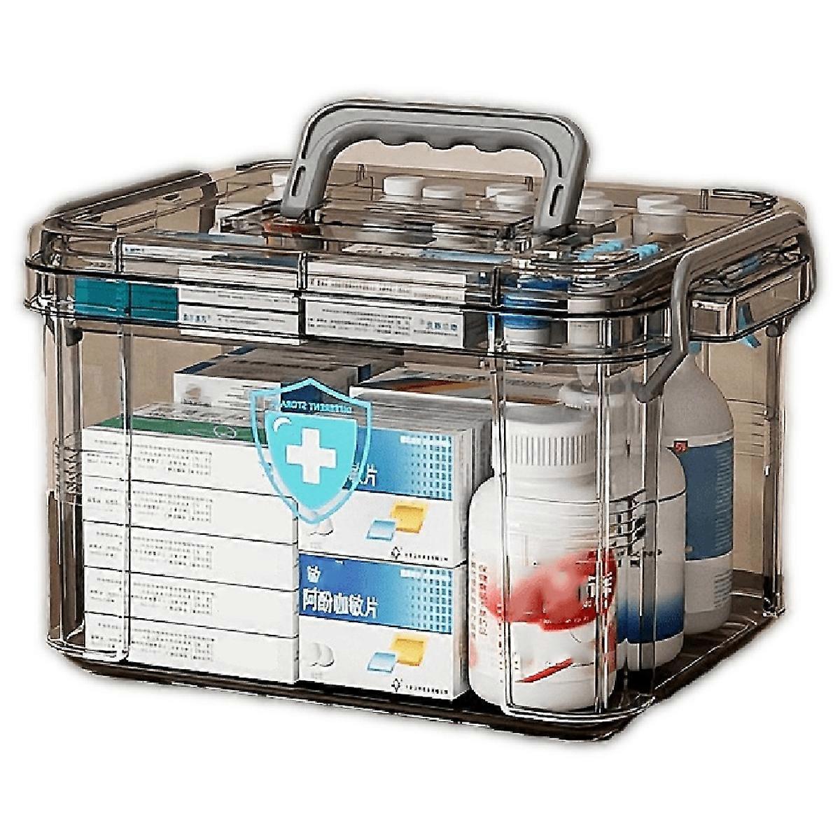 Waterproof Double Layer Storage Box Transparent Multi Compartment Organizer for Home and Bedroom Supplies L