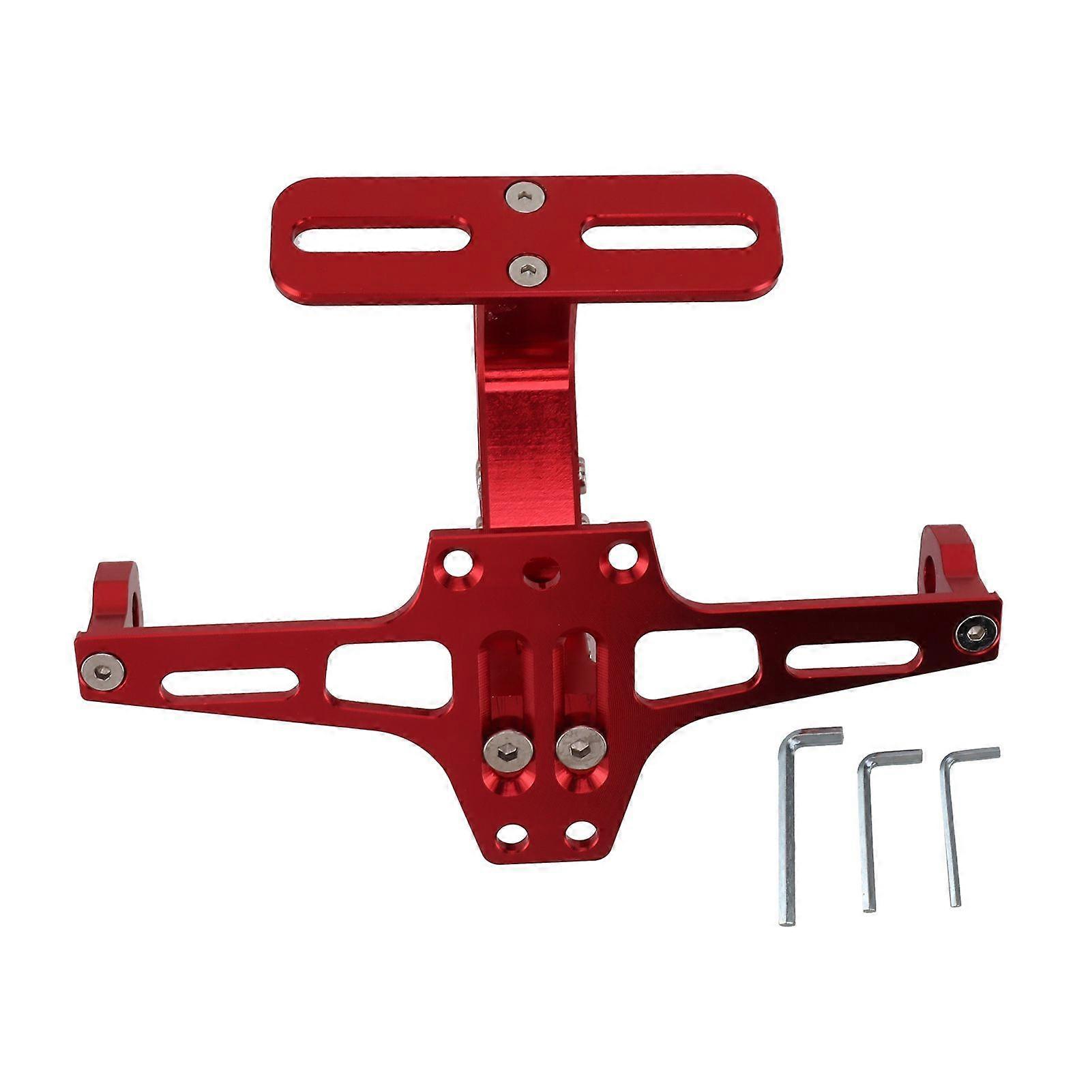 Motorcycle License Plate Bracket CNC Aluminium Alloy Universal Adjustable Motorcycle License Plate Holder Red