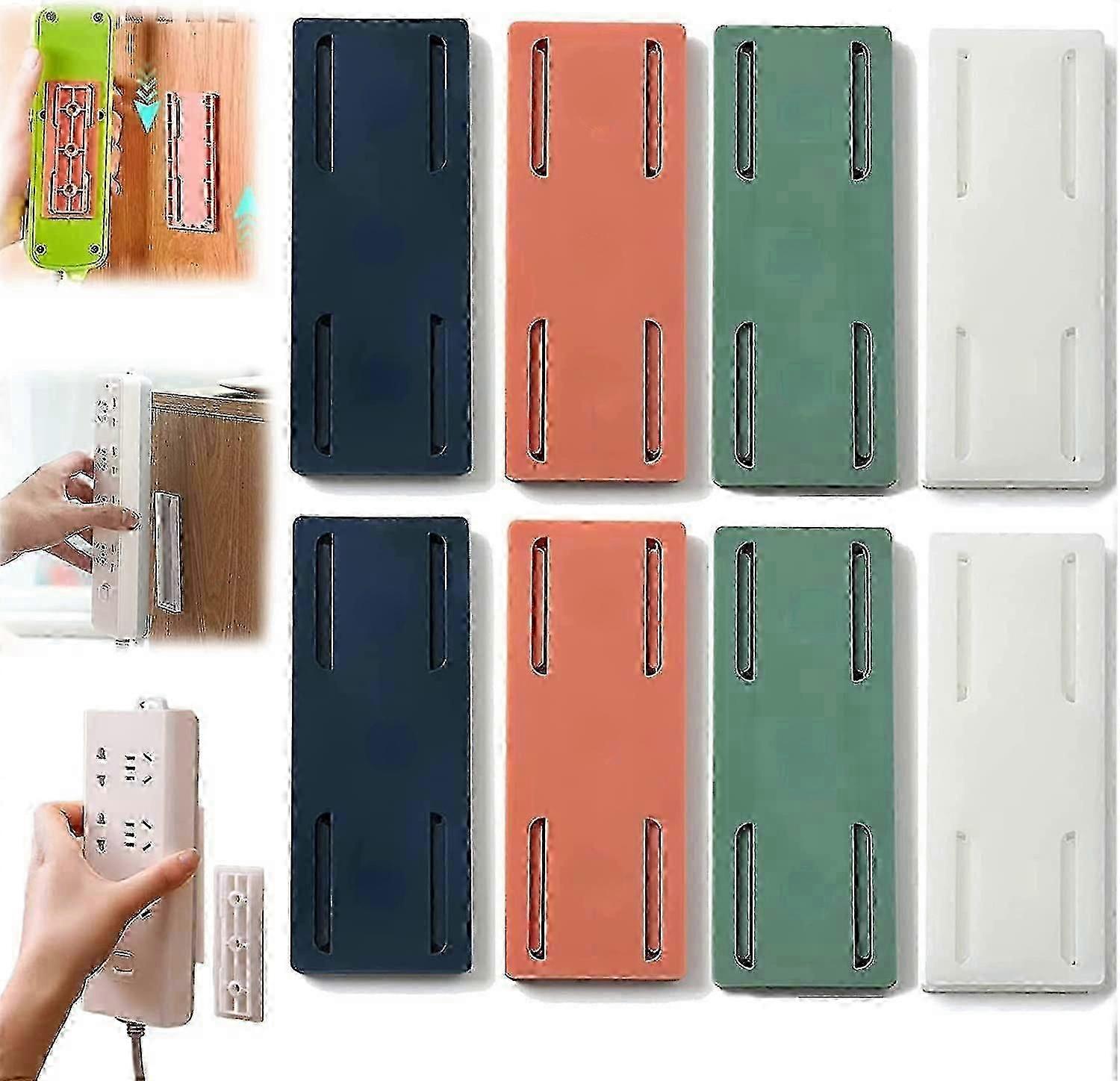 8-Pack Self-Adhesive Power Strip Holders with Bracket, Ideal for Organising Sockets and Surge Protectors