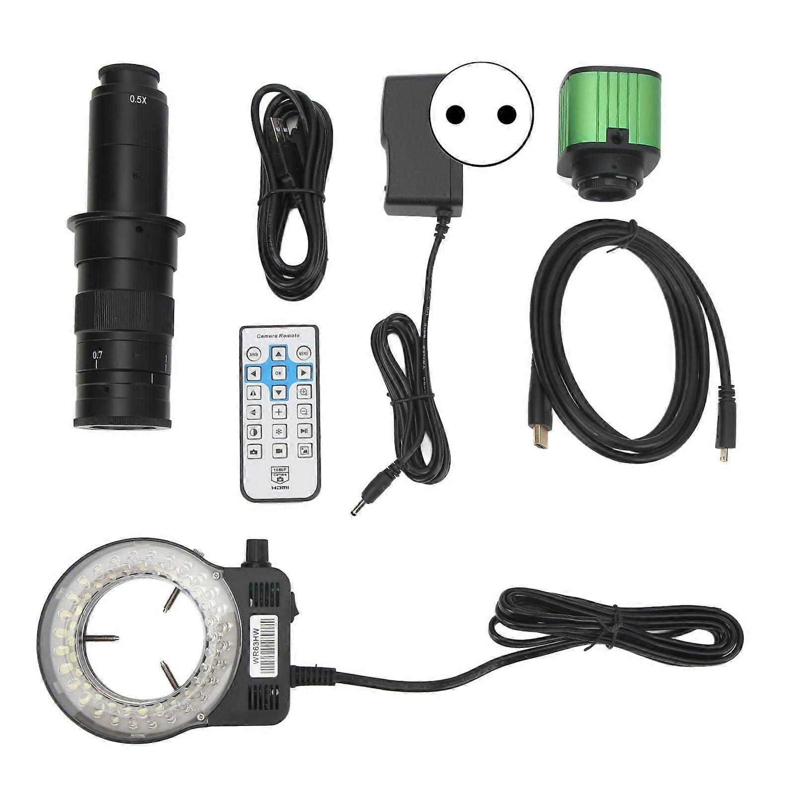 Caméra de microscope industriel HD 1080P 2K USB 10X-180X, zoom focale complète, monture C, pour réparation de téléphone, prise UE 100-240 V