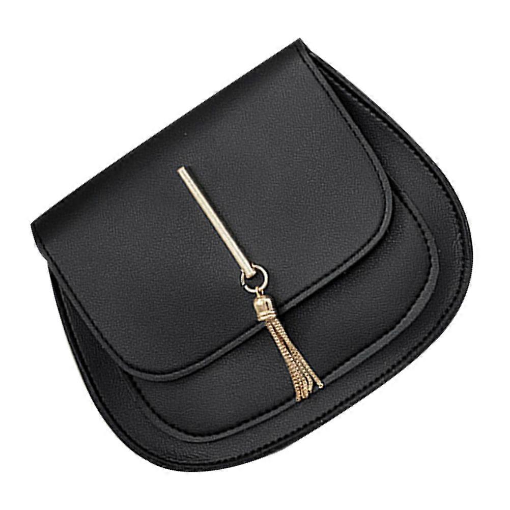 PU Shoulder Bag for Storage Use with Tassels Black Fashionable Design
