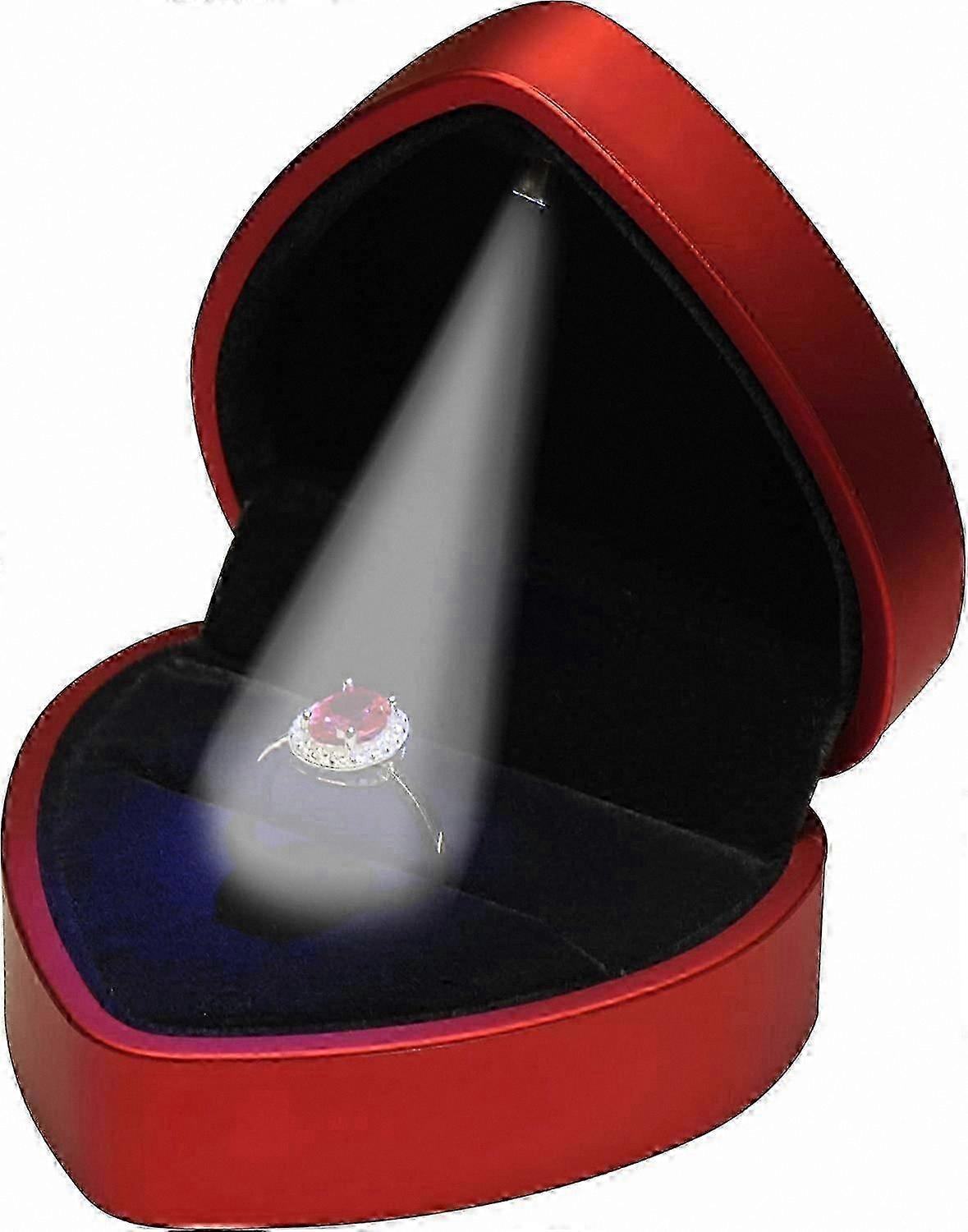 Heart-Shaped LED Ring Display Case for Jewelry Presentation and Decorative Use