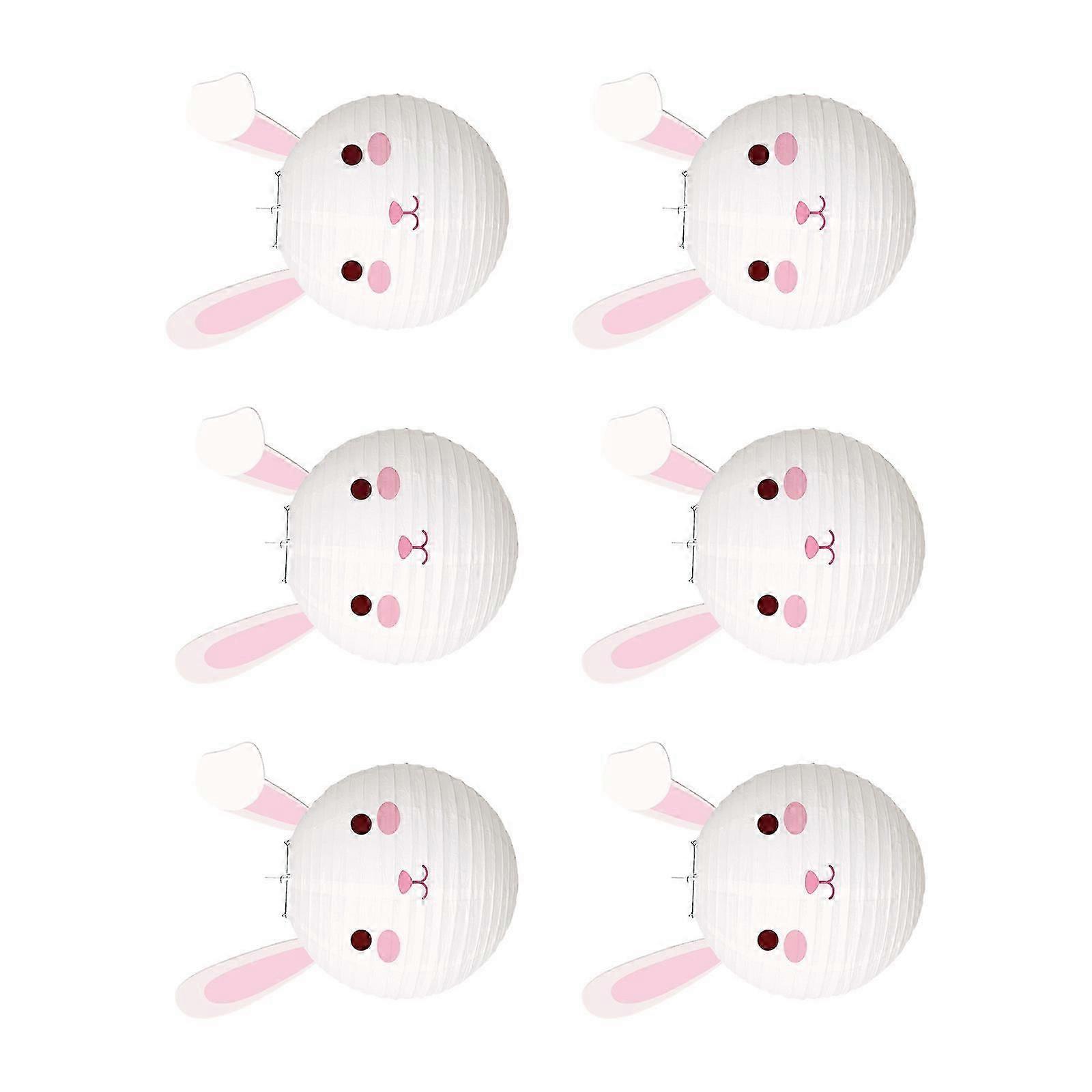 Pack of 6 Rabbits Round Lanterns Paper Round Light Suitable for Rabbits Themed Celebration and Nursery Room Decors Cs