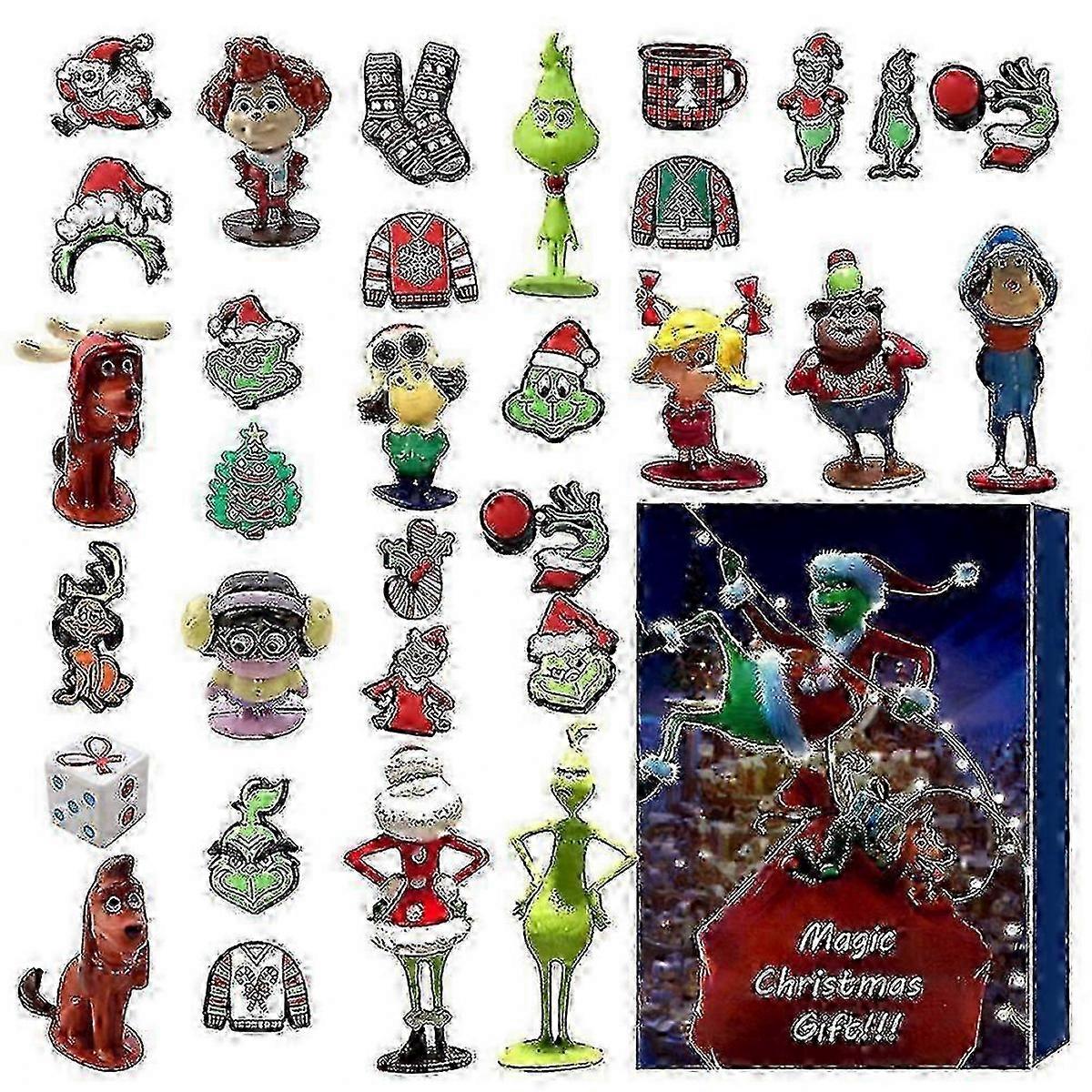 24 Days Christmas Advent Calendar Surprising Box Cartoon Elf Grinch Panic Figures Doll Blind Box Countdown Calendar Gifts Box