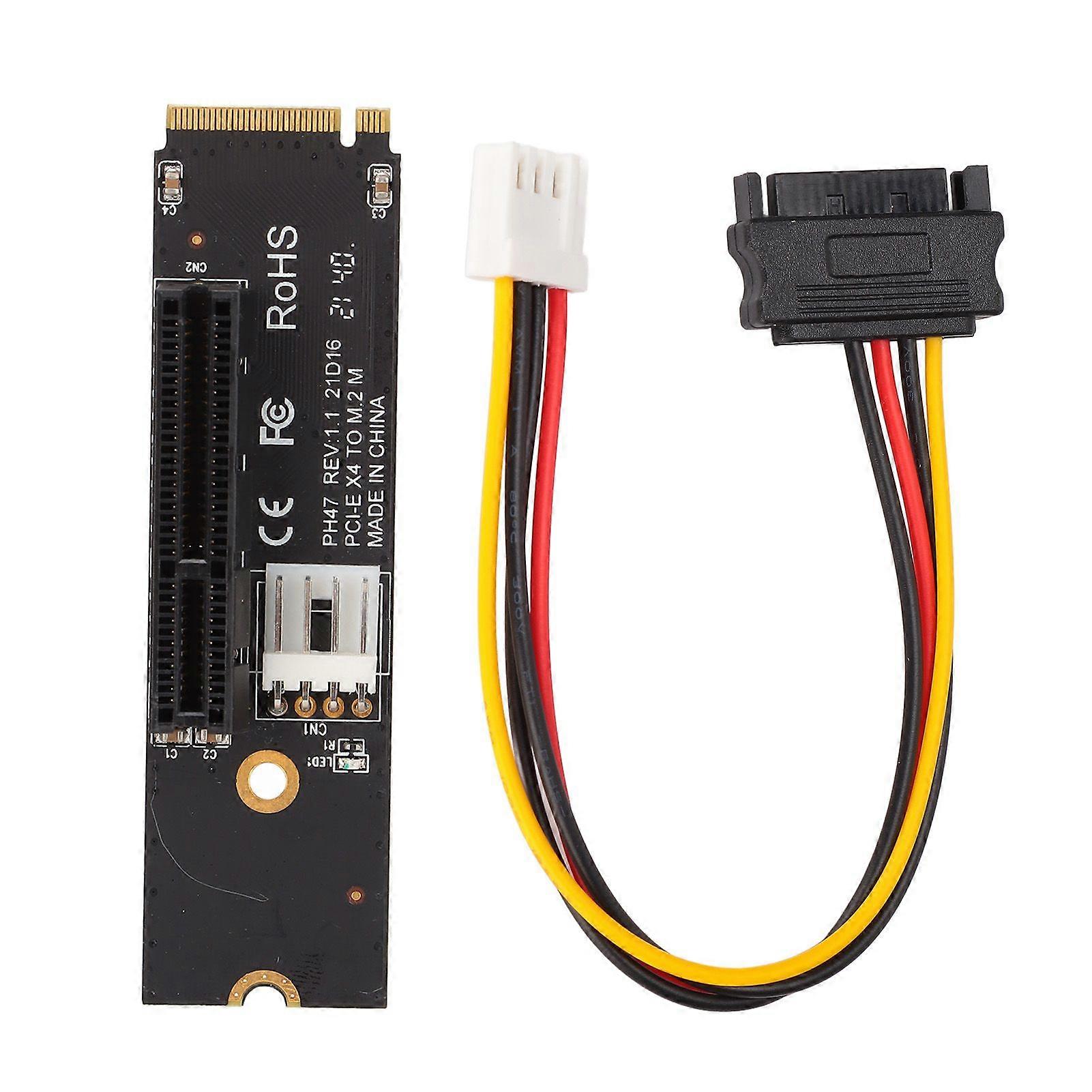 NGFF/M.2 to PCIE X4 Riser Card NGFF/M.2 to PCIE X4 Adapter Card with LED Indicators for Bitcoin Miner Mining