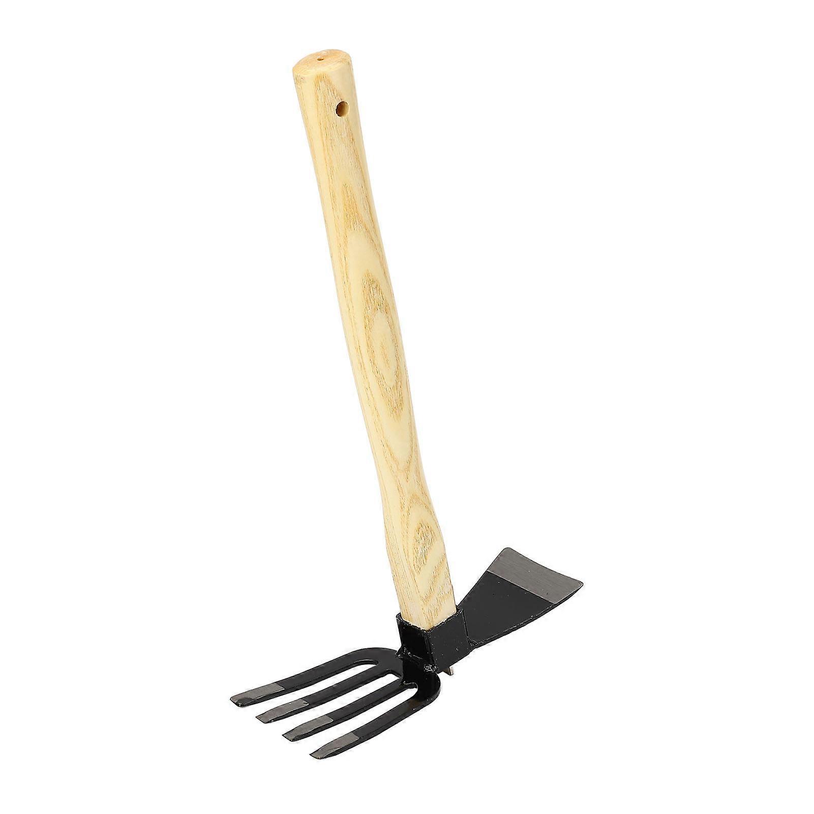Houe à main, râteau, outil de jardinage en acier au carbone, manche en bois, pelle pour désherber, récolter, creuser, planter