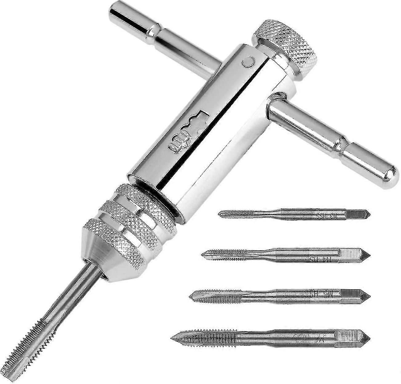 Tap Drill Set Hss Titanium Coated With Ratchet With Adjustable Handle