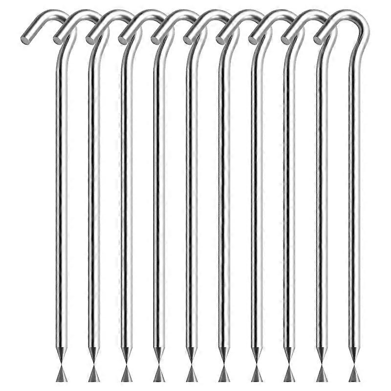 10PCS Tent Stakes Pegs with Hooks, Camping Tent Stakes for Outdoor