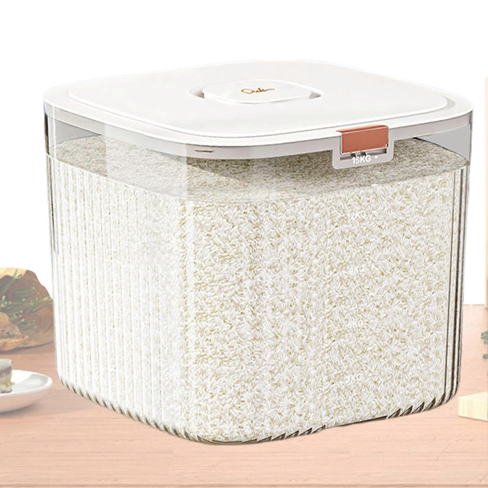 Airtight Rice Container with Large Capacity | Clear Rice Dispenser for Countertop Storage, BPA-Free Food Holder