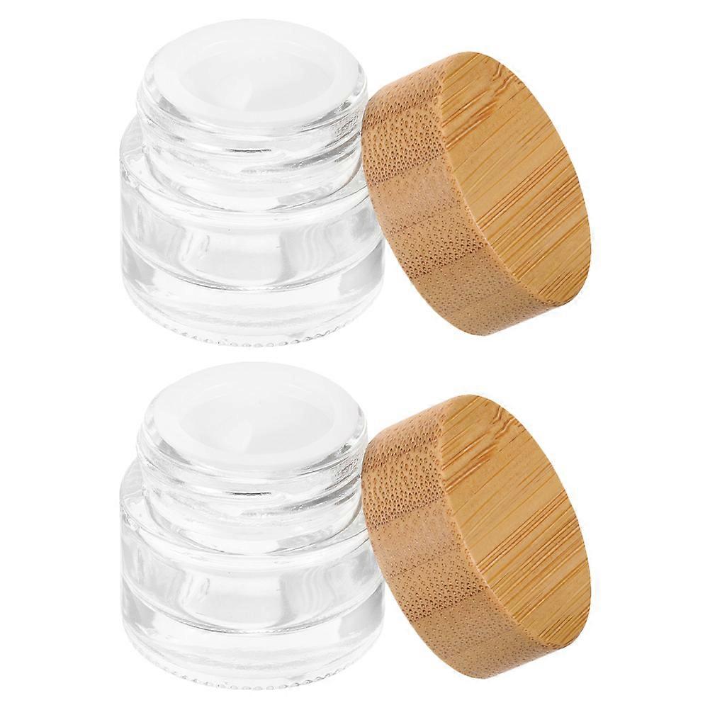 Portable 4 Pcs Empty Sample Jar With Wood Lid For Cosmetics Cream Eye Cream Suitable For Home Travel And Office Use