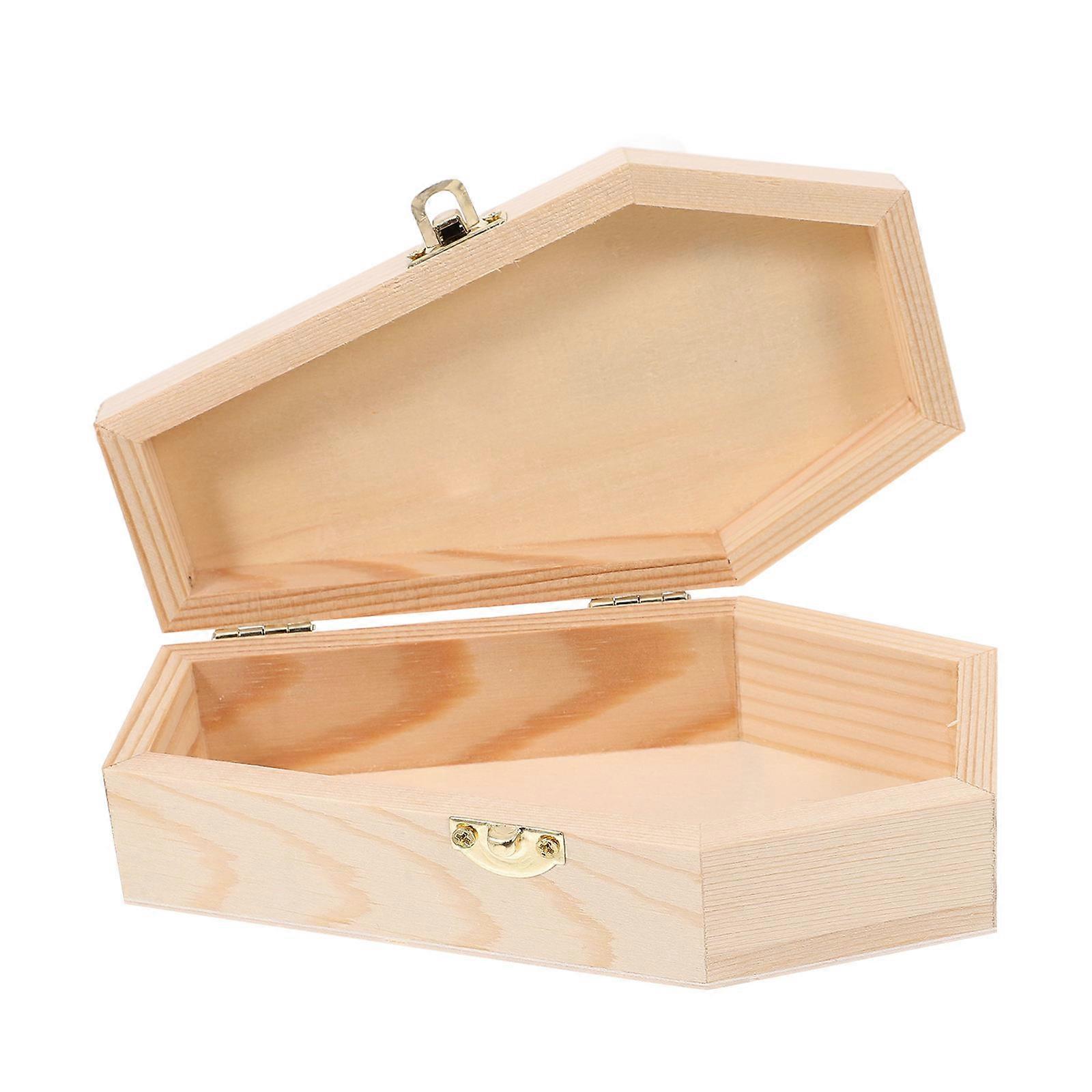 Small Wooden Coffin Box for Storage 2Pcs Candy and Trinket Holder