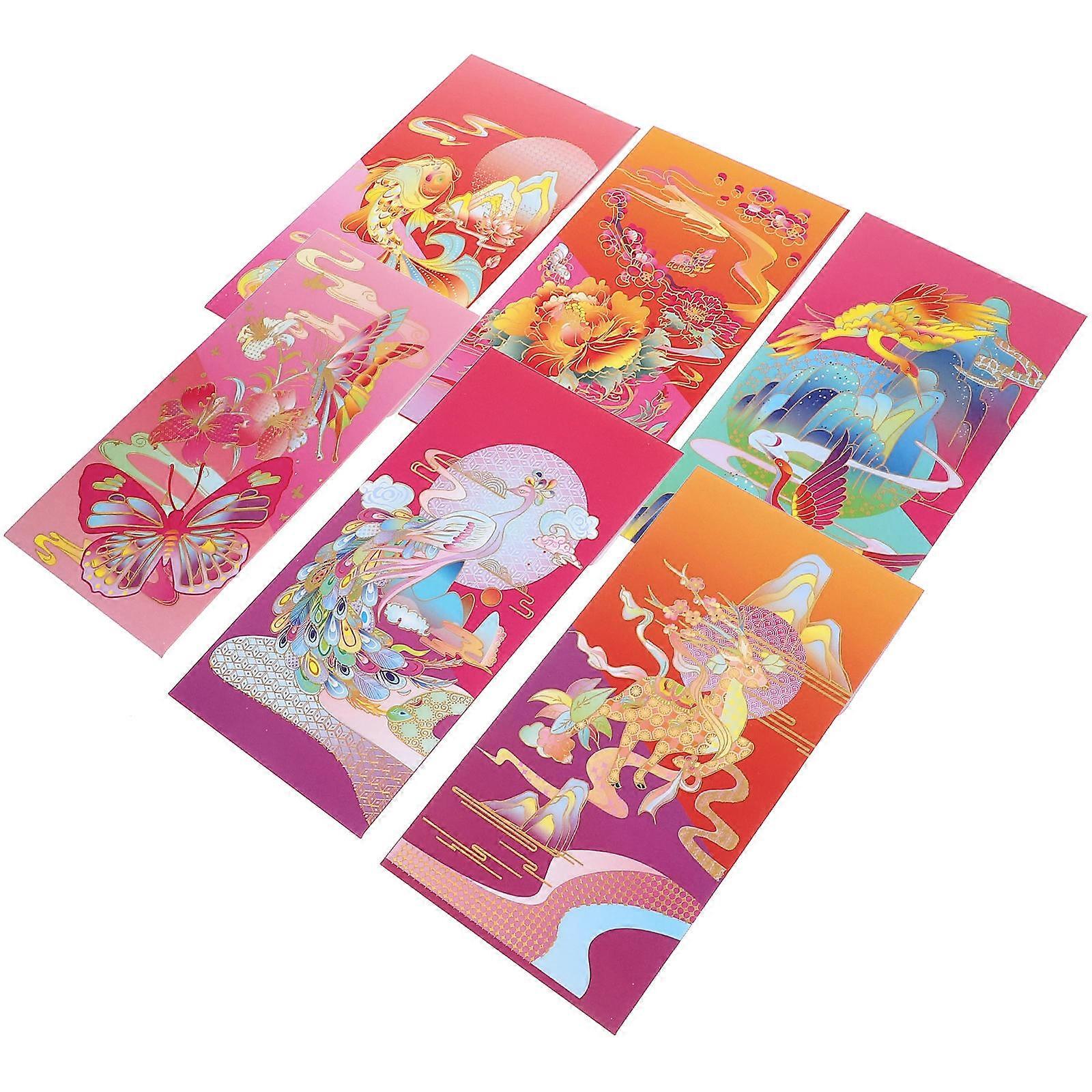 18 Pcs Lunar New Year Red Packets For Family And Friends During Festival Celebrations Rectangular Shape Assorted Color