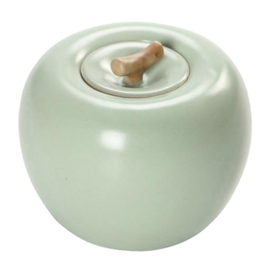 Ceramic Tea Canisters for Storage 2Pcs Apple Shaped Light Green Jars