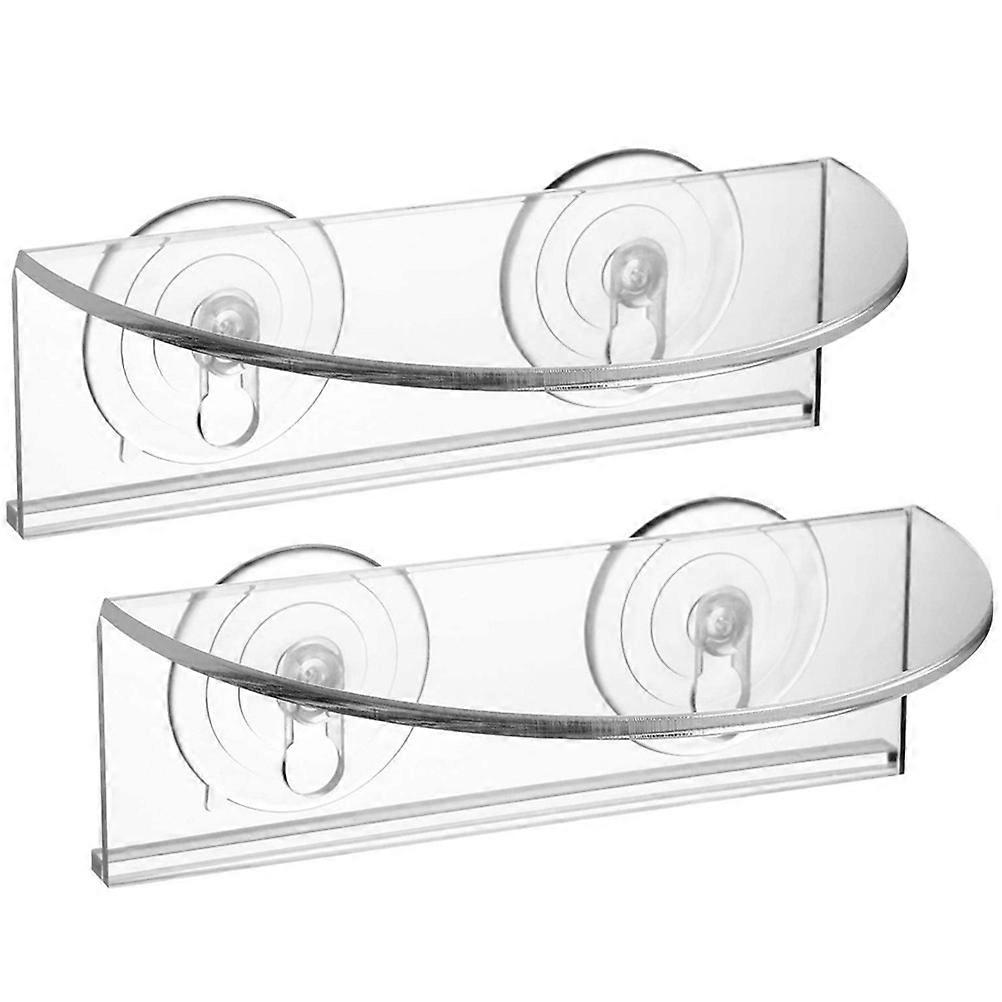 Suction Cup Acrylic Shelves Transparent for Storage Use 4Pcs