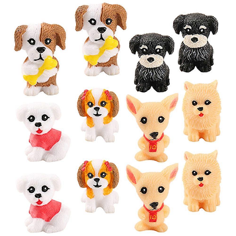 Puppy Figurine Resin Sculpture for Decor 60Pcs Microlandscape Ornaments