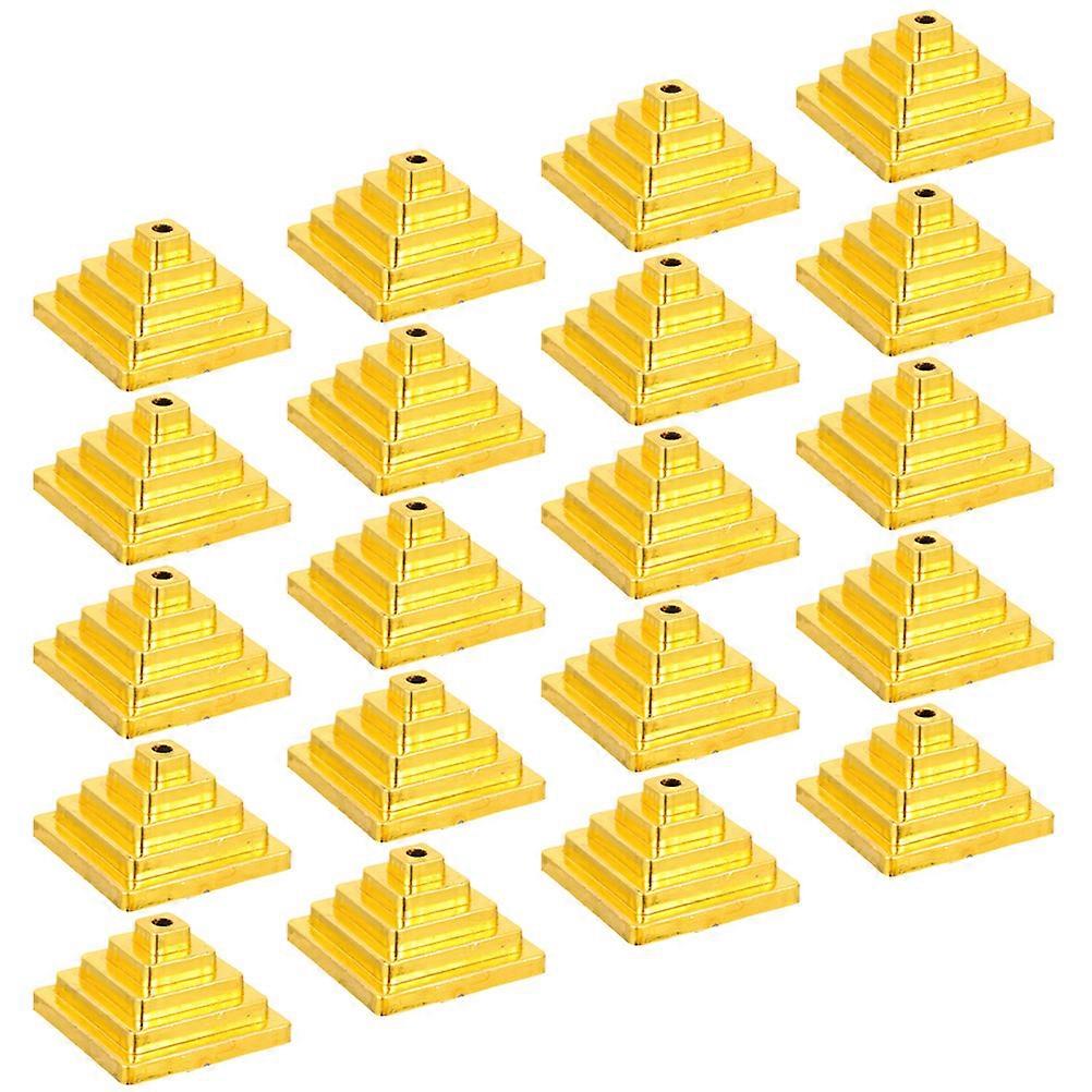 50Pcs Round Base Flag Holder Stands for Displaying Small Flags on Desk Table in Golden Plastic