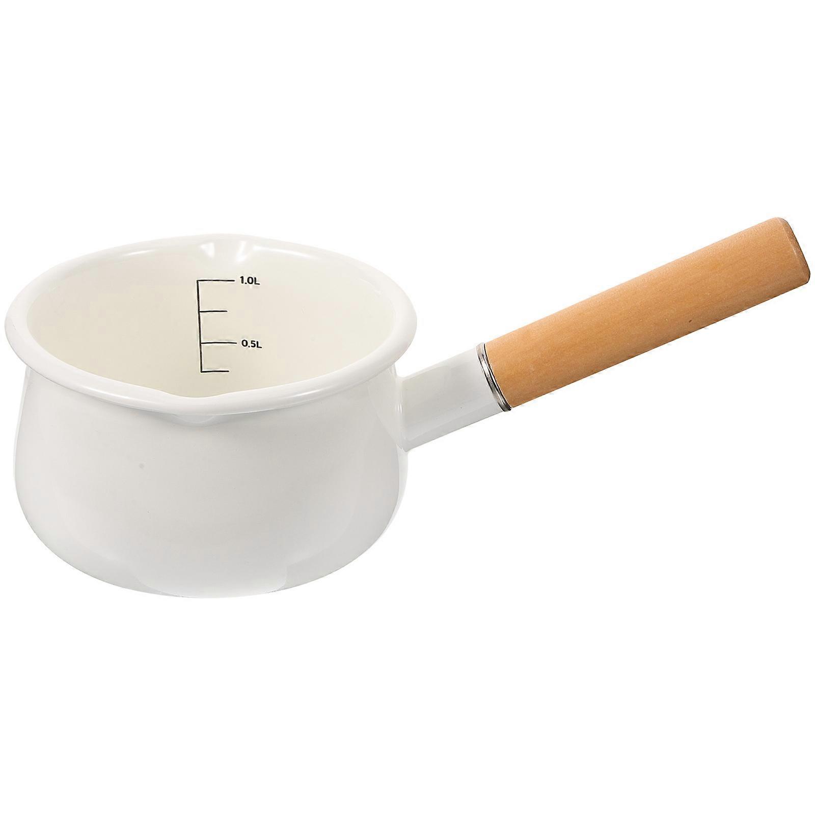 Enamel Cooking Pot For Boiling Eggs And Heating Milk Suitable For Mothers 1000ml Round Style 1Pack