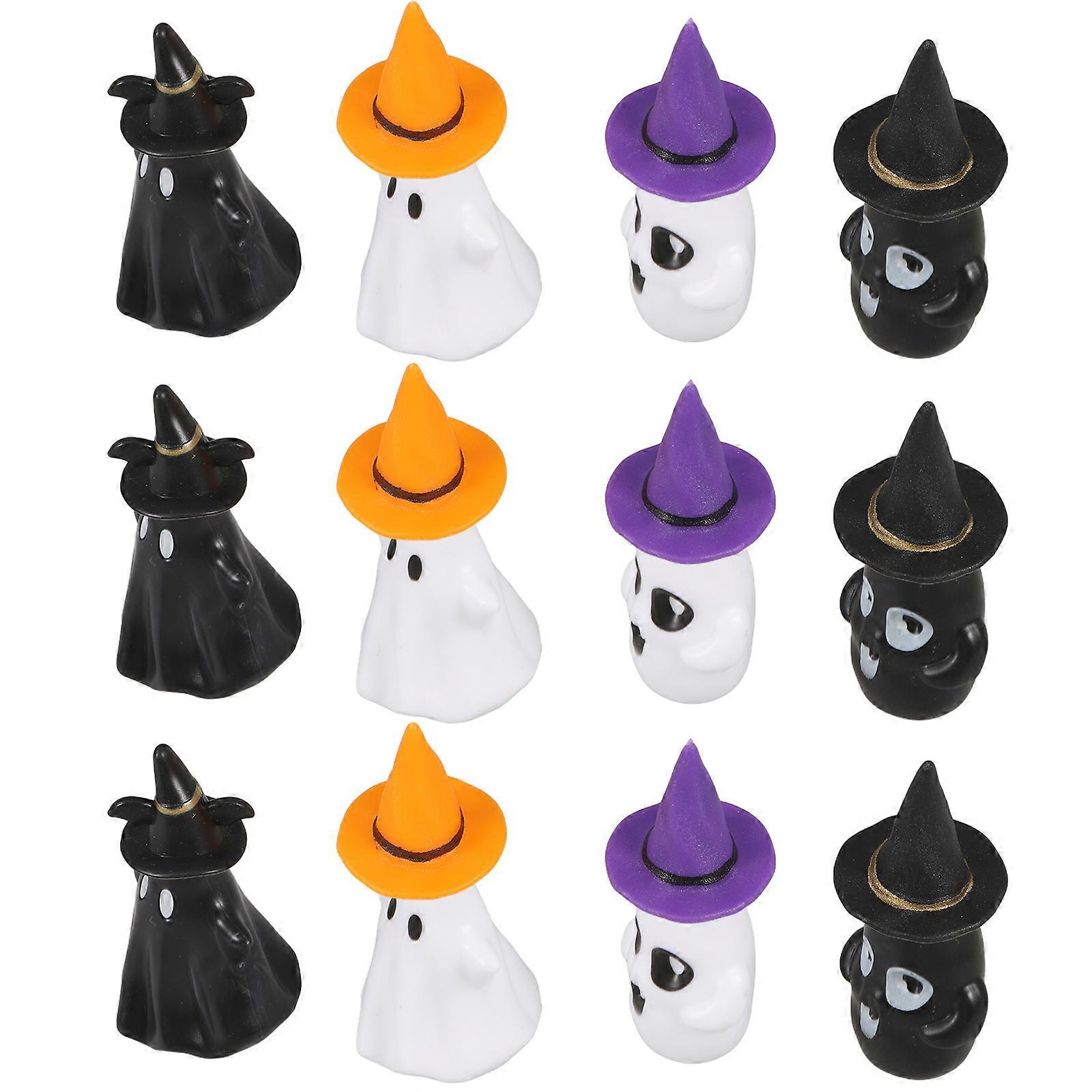 Halloween Miniature Ornaments with Tiny Ghosts and Witch Hat 24Sets