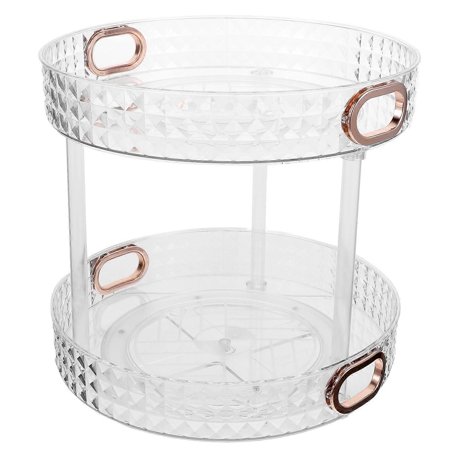 Kitchen Rotating Organizer Set For Buffets And Cafes Featuring Double Layer Transparent PET For Storage