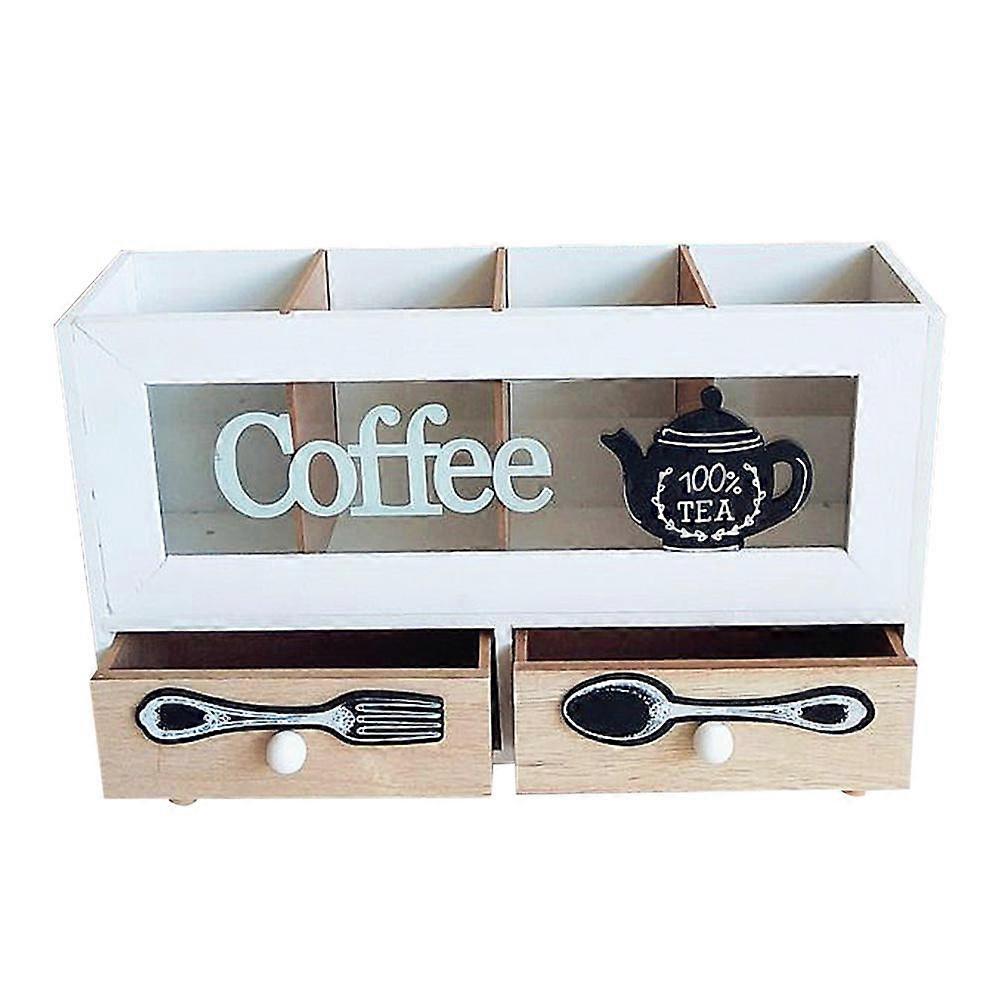 Wood Coffee Box Retro Coffee Box for Storage Use Double-Layer