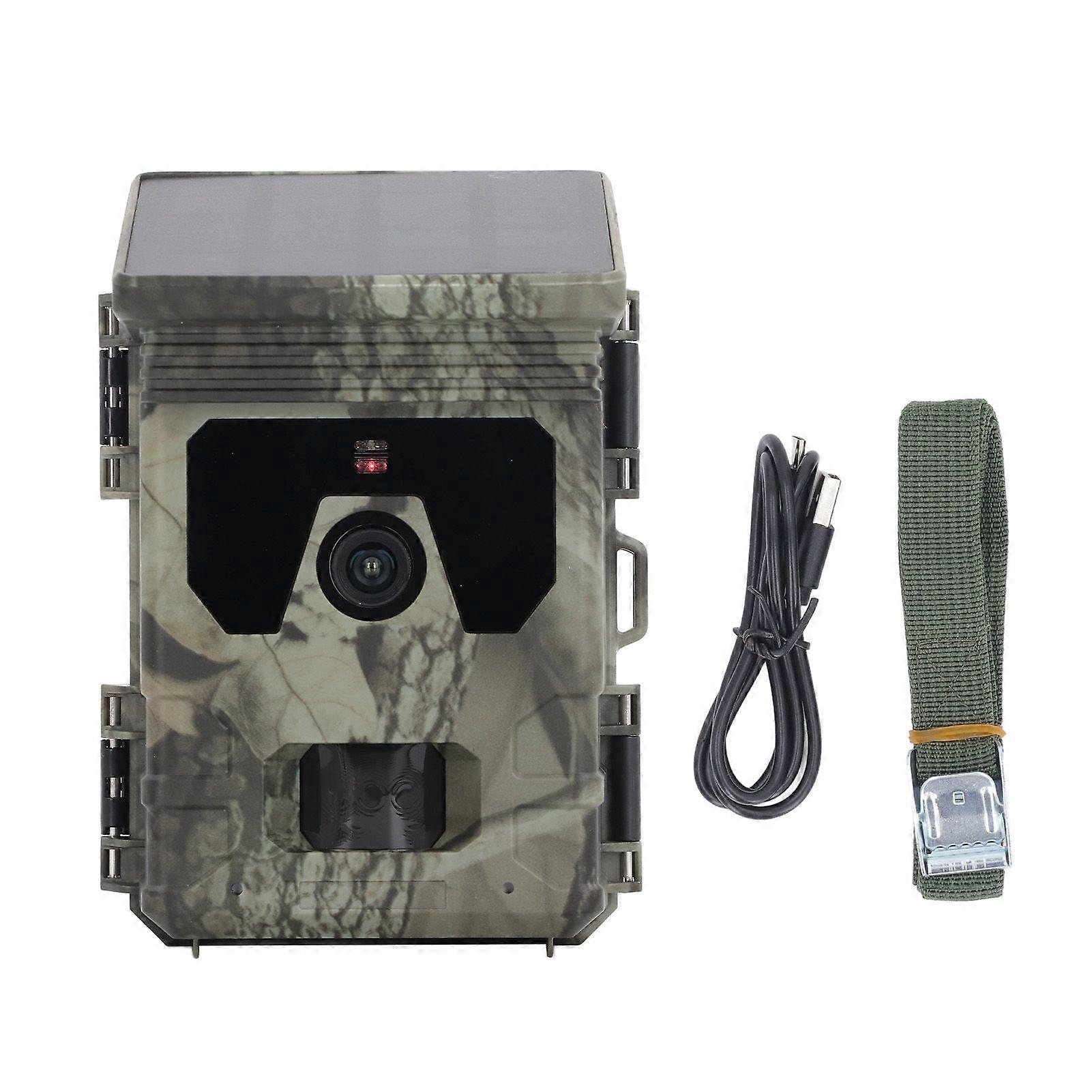 Solar Trail Camera 4K 50 MP Motion Activated Tracking Game Camera HD Night Vision IP65 Waterproof Loop Recording for Hunting