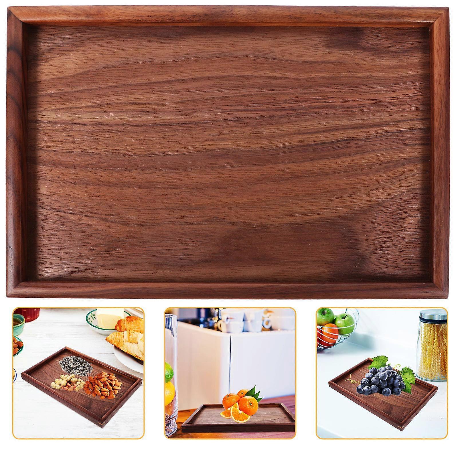 Wooden Bathroom Vanity Tray Rectangle for Storage 4Pcs Brown