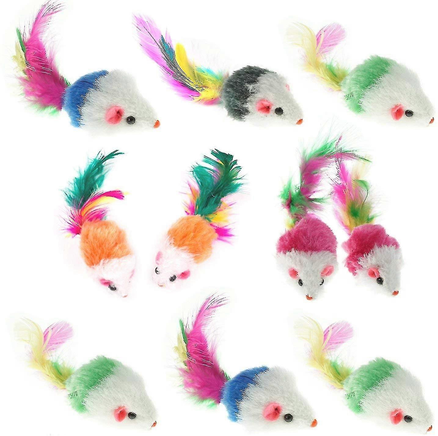 10 Pack Pet Cat Mouse Furry Toy(random Color