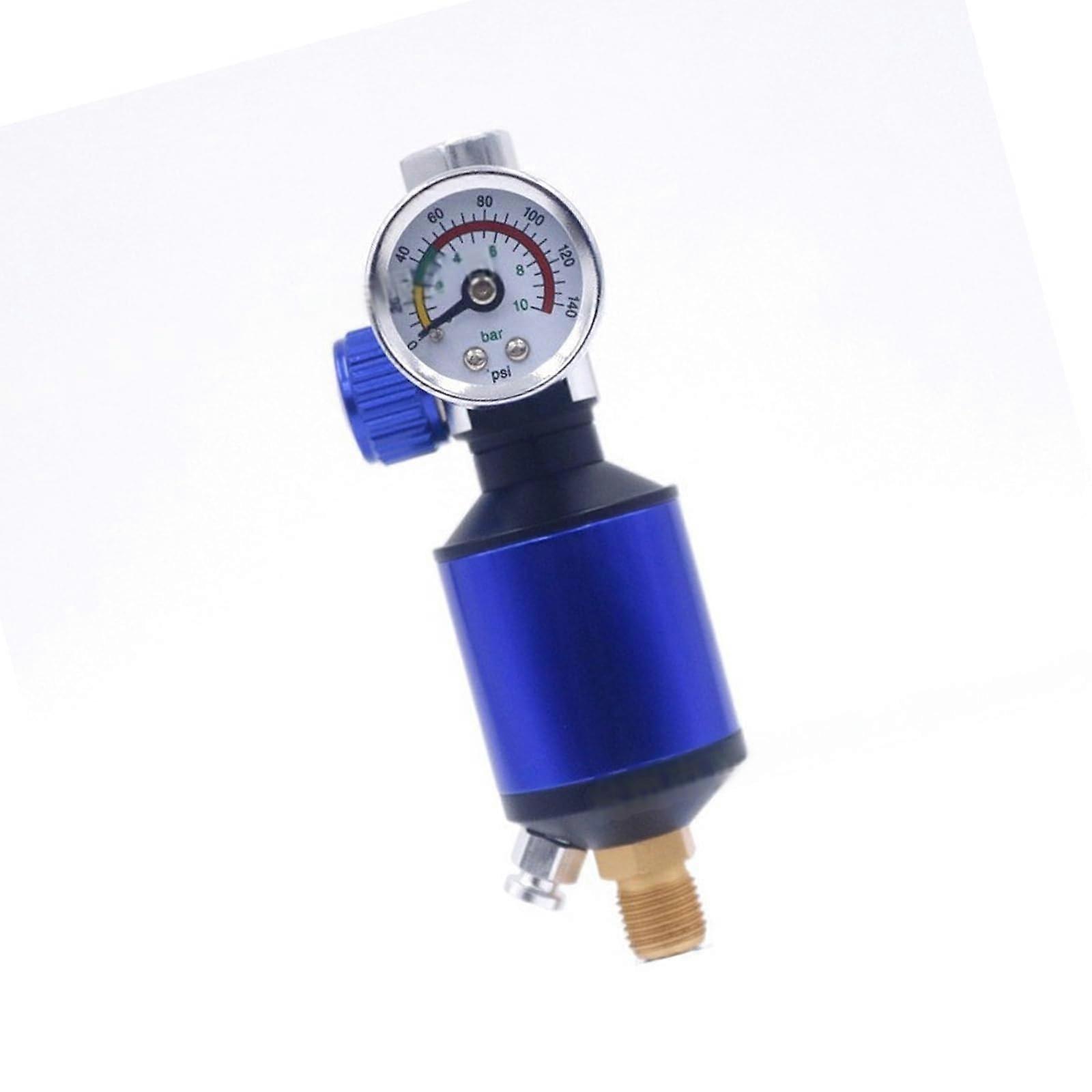 Air Pressure Regulator With Gauge And Air Filter Oil Water Separator Tool Accessories For Air Compressor Blue