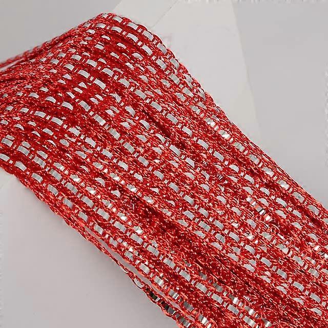 Crystal Flash Line Shiny Tassel String Door Curtain 100x200cm Red With Silver Wire Rod Pocket Window Room Divider