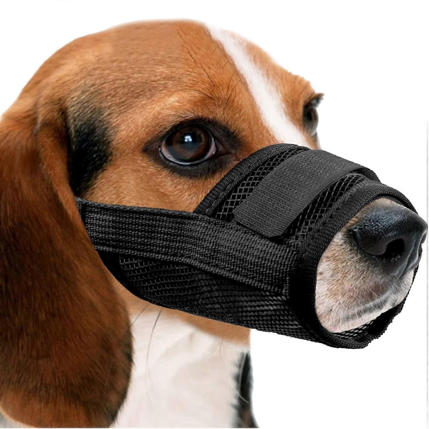 Adjustable Nylon Mesh Dog Muzzle - Breathable Quick Fit Pet Mouth Cover with Straps to Prevent Biting, Screaming and Accidental Eating (Size S)
