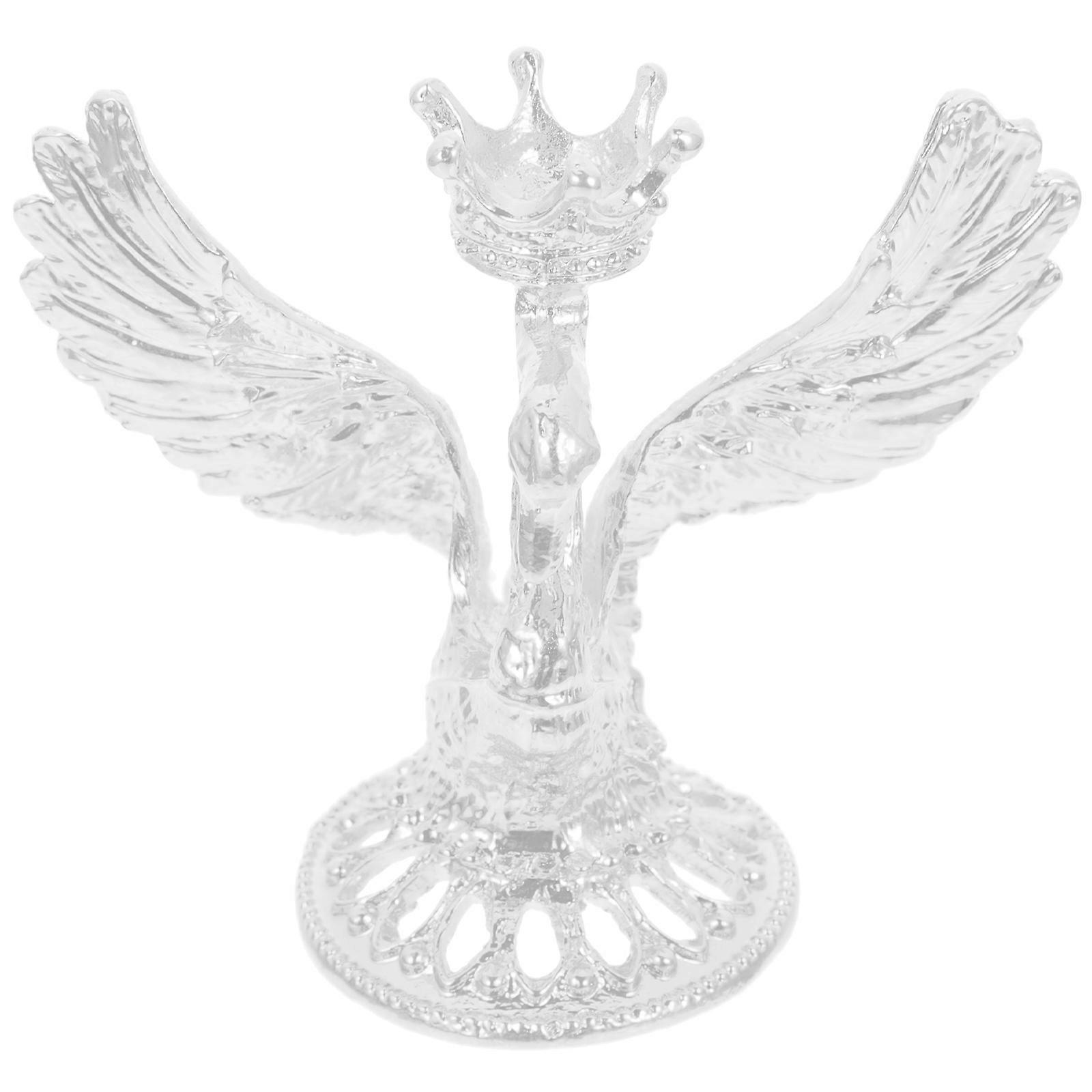 Crystal Ball Base Swan Shape Stand for Display 2Pcs Silver Alloy