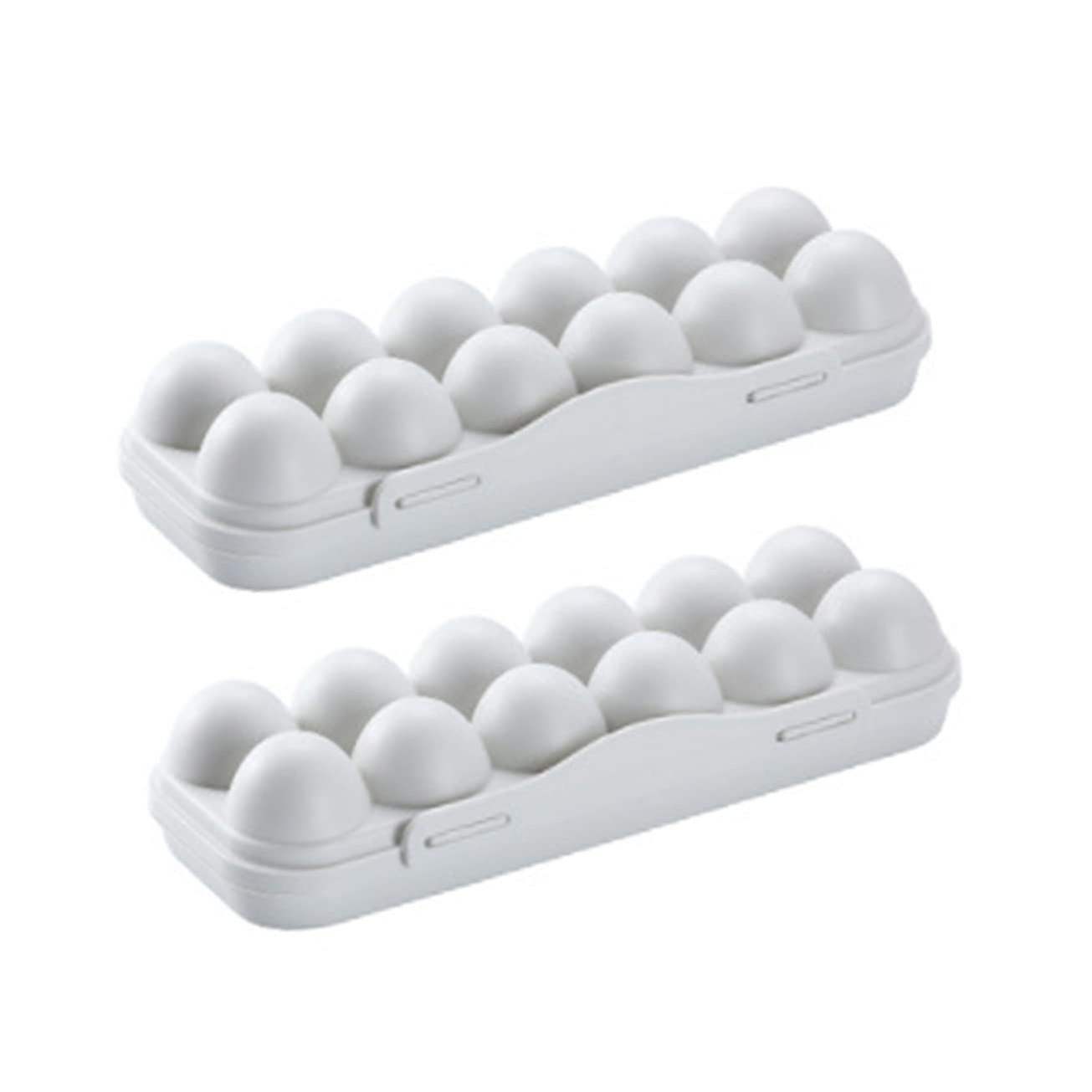 Egg Storage Containers 2Pack Gray 12Grid Stackable Egg Holders With Lids For Refrigerator FreshKeeping Box