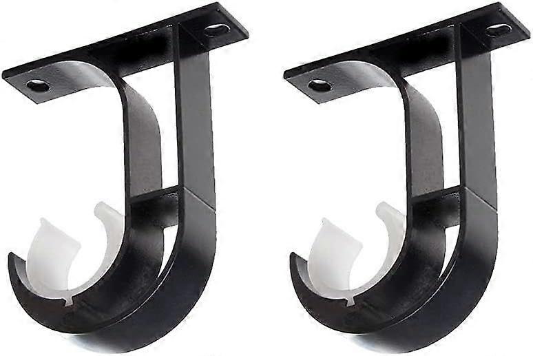2 pieces of curtain rail hook bracket (top-mounted single pole, black)