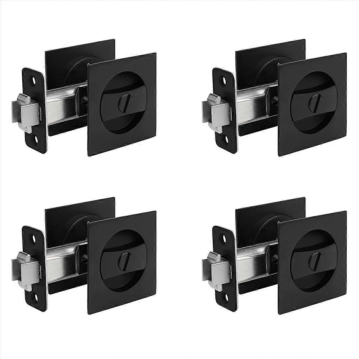 Pocket Door Lock, Matte Black Privacy Square Pocket Door Hardware