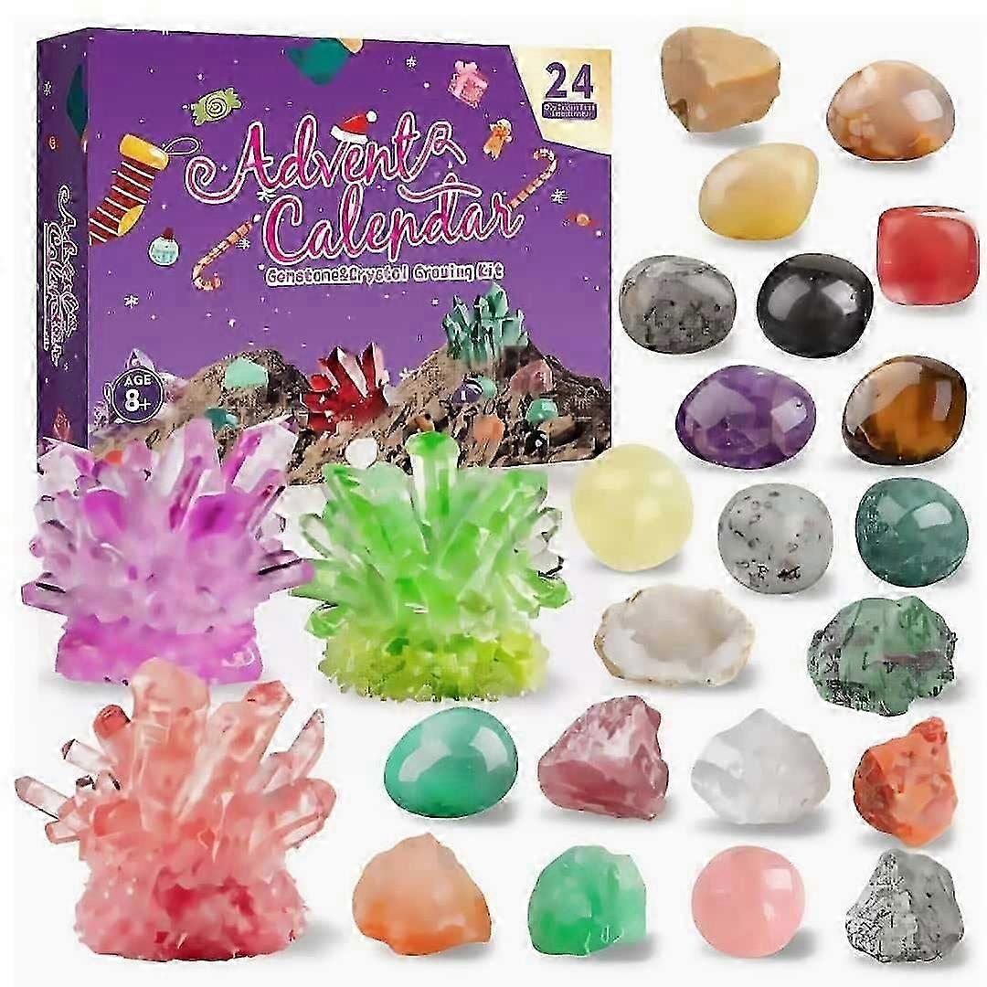 Advent Calendar 2025 Rocks, 24 Days Natural Crystal Agate Stone Mineral And -CN
