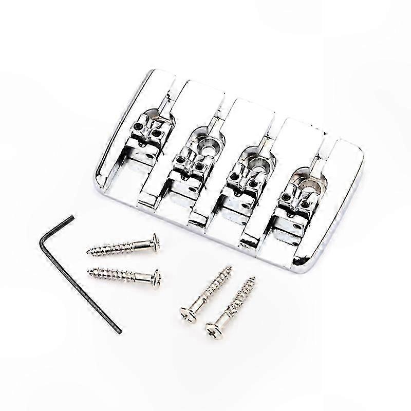 Bass Guitar Replacement Bridge with 4 String Saddle Fixed Hardtail Component