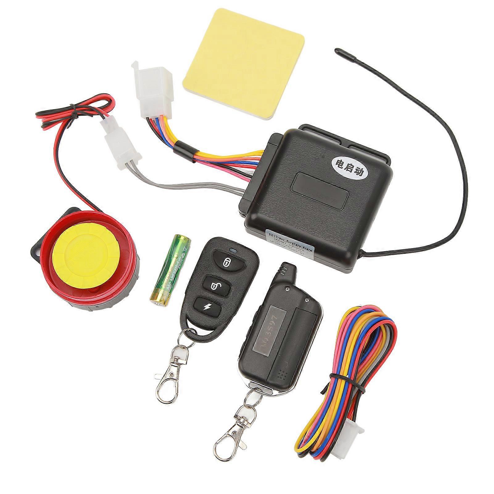 12V Motorcycle 2 Way Alarm System 125dB Super Loud High Sensitivity Weatherproof Remote Control Anti Theft Alarm 