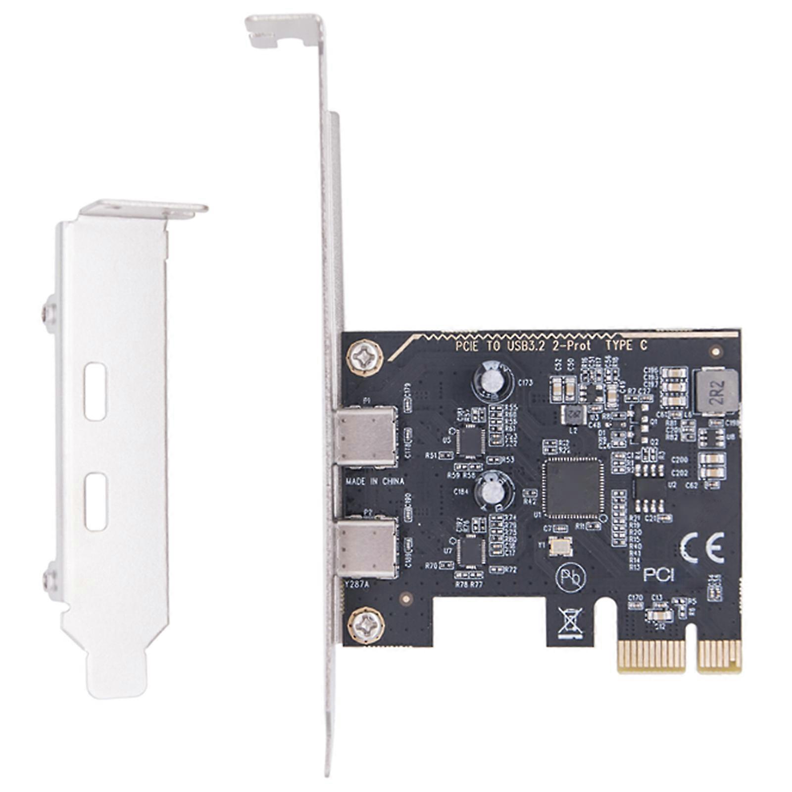 PCIe Slot to Two USB 3.2 Gen1 Type C Port Expansion Card to Desktop 5Gbps Data Transfer Multicolor