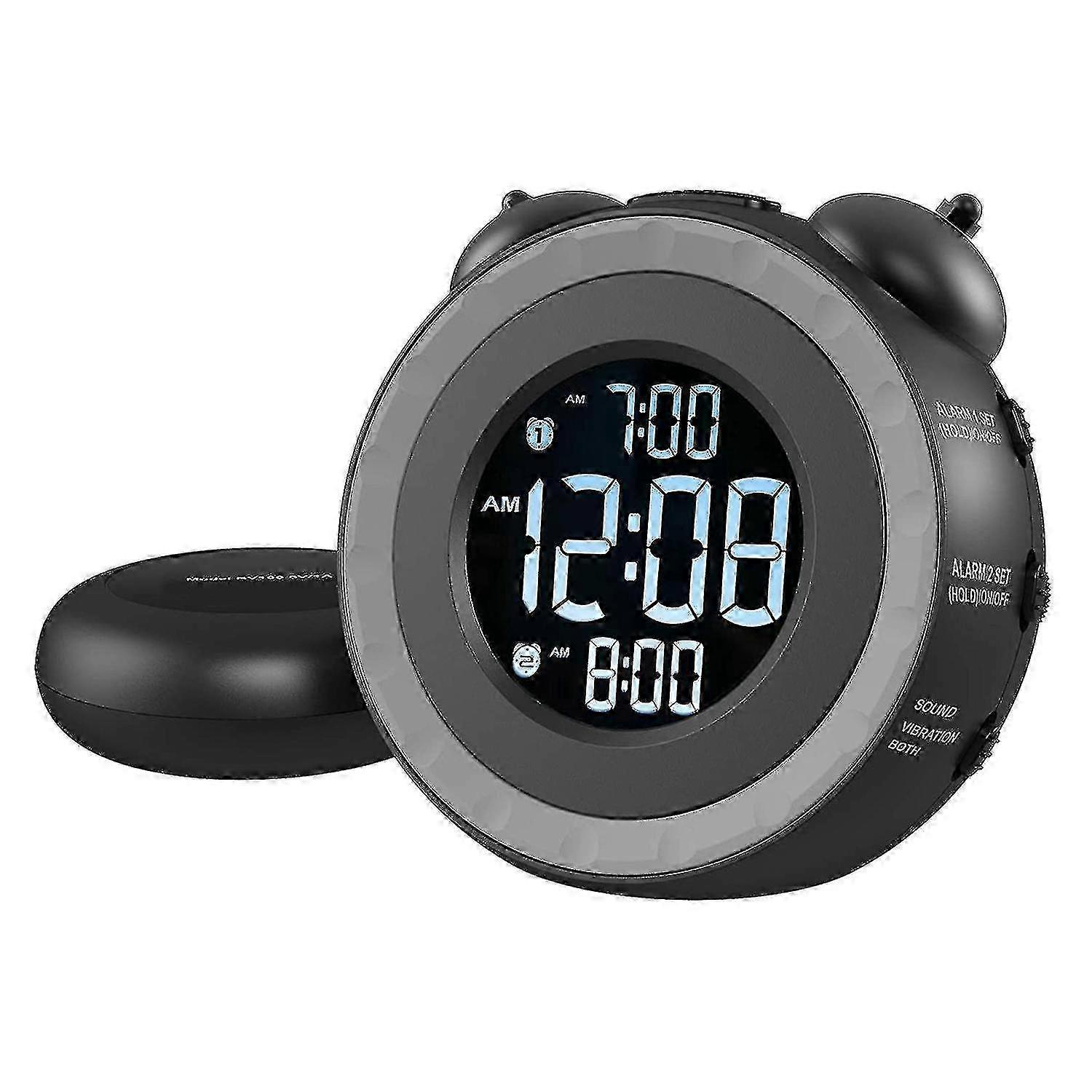 Vibrating Dual Alarm Clock for Deep Sleepers & Seniors