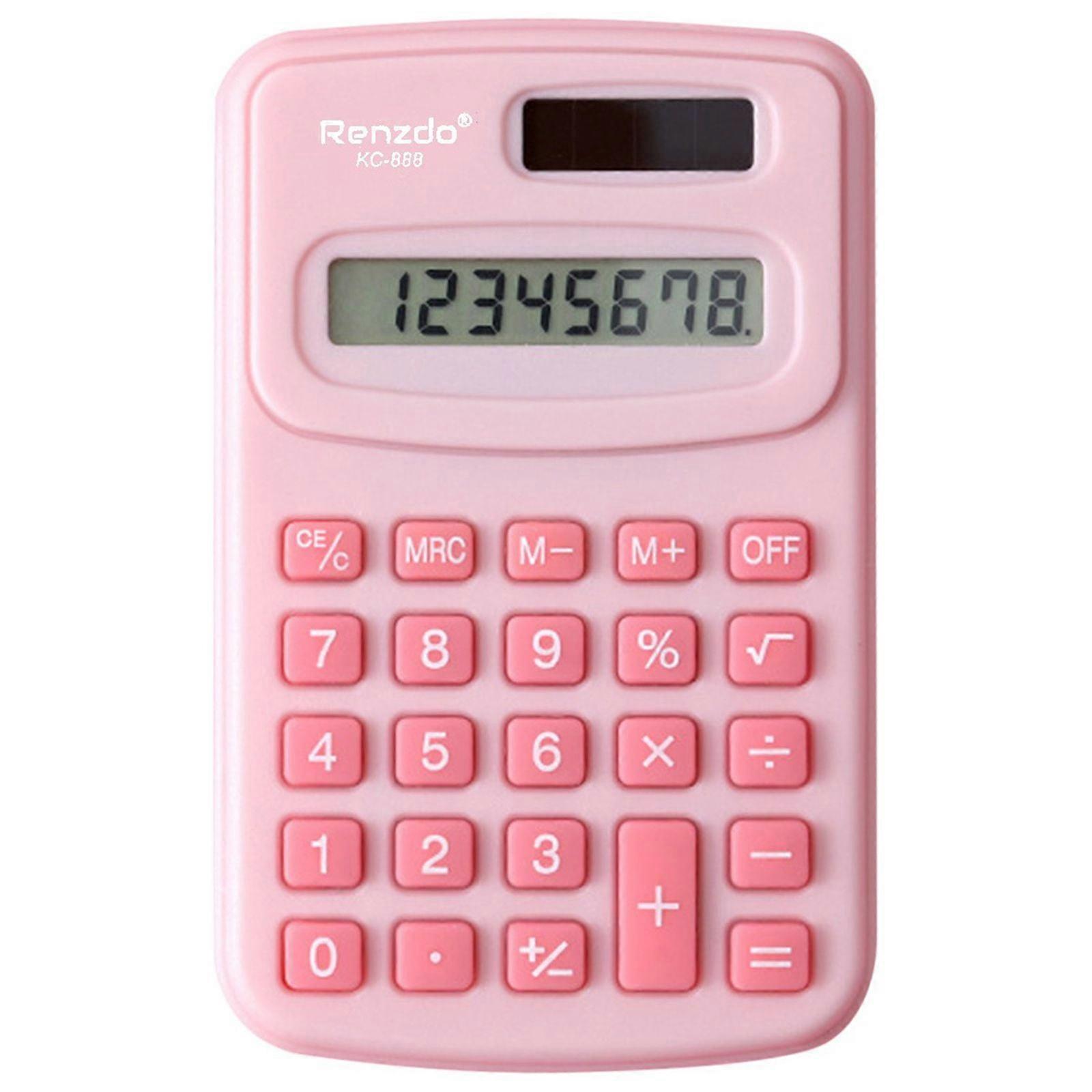 Mini Calculator 8-Digit Display, Dual Power, Pocket Size for Students, Kids, Home Office - Compatible with Basic Math Needs