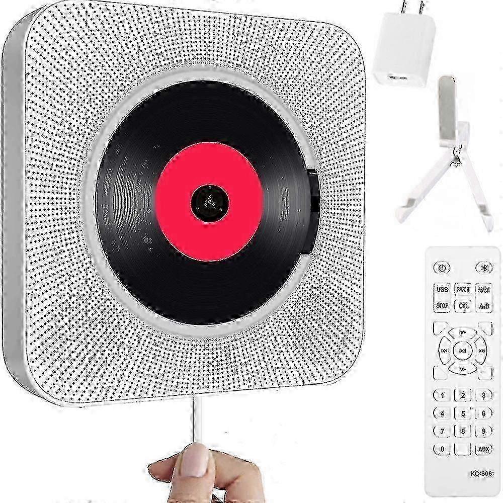Cd Player With Bluetooth, Wall Mountable Built-In Hifi Speakers, Home Audio Speakers With Remote Control Fm Radio Usb Mp3, Aux In/Out Of 3.5