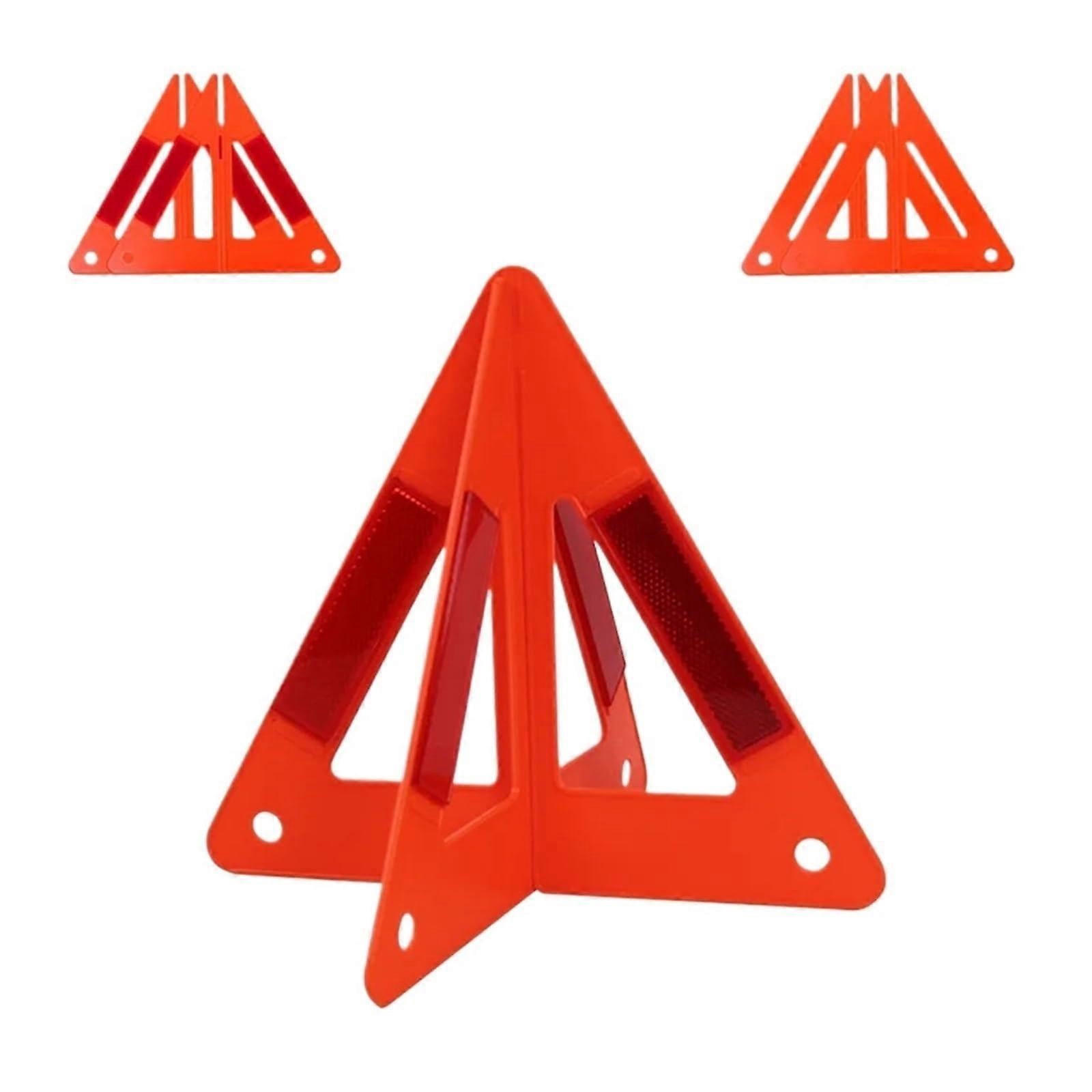 Car Emergency Breakdown Warning Triangle 3Pcs Reflective Foldable Tripod Stop Sign Red Safety Hazard Reflector For Car