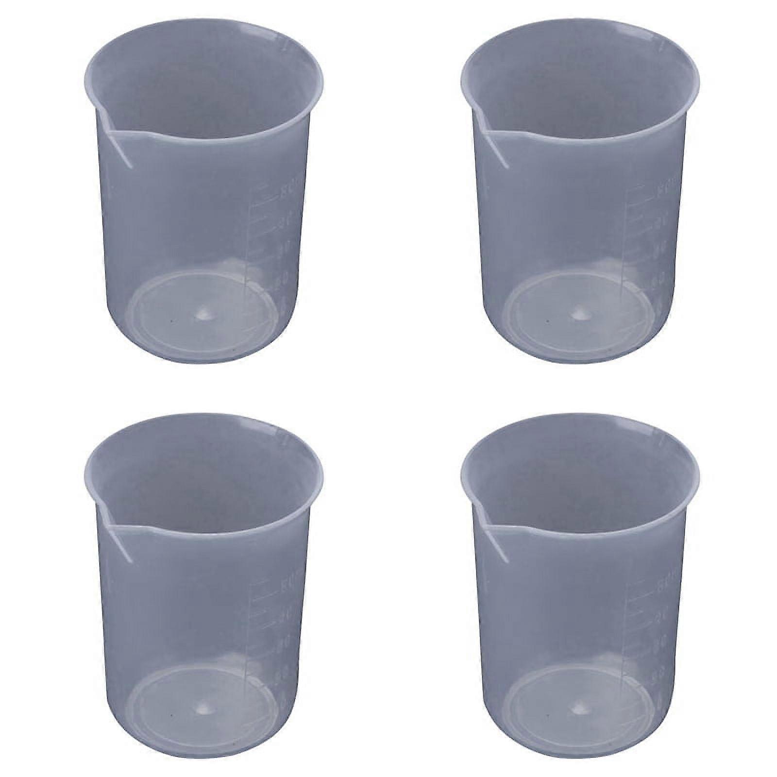 50mL Graduated Beaker Clear Plastic Measuring Cup for Lab 4 Pcs