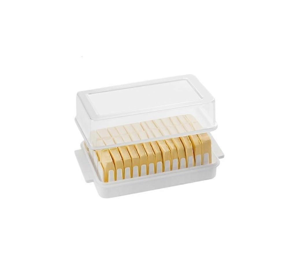 Butter Cutting Box With Lid White 16.5x9.5x5cm Durable Reusable Refrigerator Crisper Storage Container