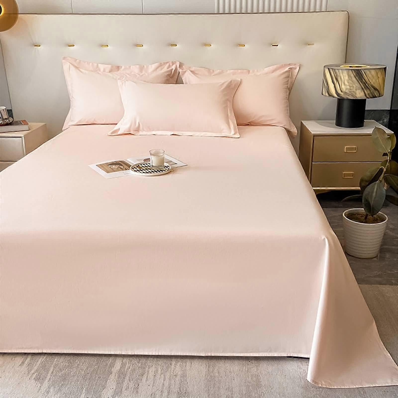 Mattress Sheet 200x230cm Light Salmon Pink Full/Queen Bed Sheets Hotel Solid Color Sheets